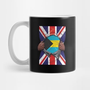 Bahamas Flag Great Britain Flag Ripped - Gift for Bahamian From Bahamas Mug